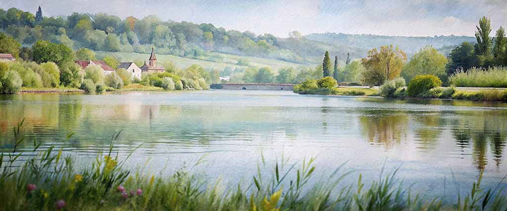 Aquarelle des Bords de Seine à Giverny
